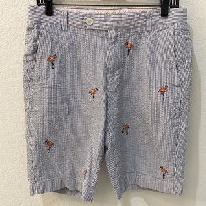 Brooks Brothers Seersucker Flamingo Embroidered Walking Beach Shorts size 31